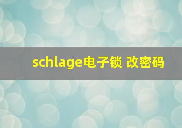 schlage电子锁 改密码